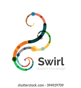 Vector swirl circle logo, linear flat design