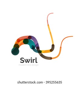 Vector swirl circle logo, linear flat design
