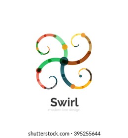 Vector swirl circle logo, linear flat design