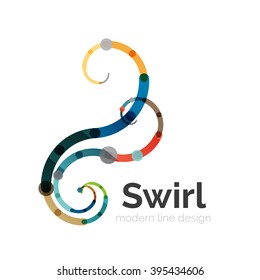 Vector swirl circle logo, linear flat design