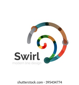 Vector swirl circle logo, linear flat design