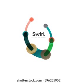 Vector swirl circle logo, linear flat design