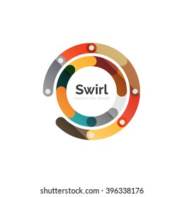 Vector swirl circle logo, linear flat design