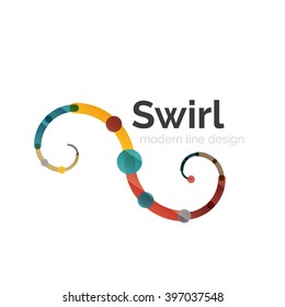 Vector swirl circle logo, linear flat design