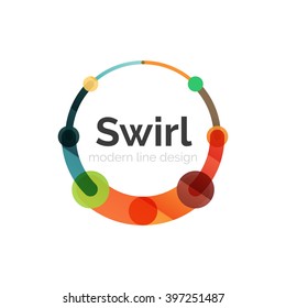Logotipo del círculo giratorio del vector, diseño plano lineal