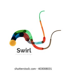 Vector swirl circle logo, linear flat design