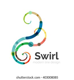 Vector swirl circle logo, linear flat design