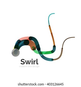 Vector swirl circle logo, linear flat design