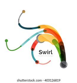 Vector swirl circle logo, linear flat design