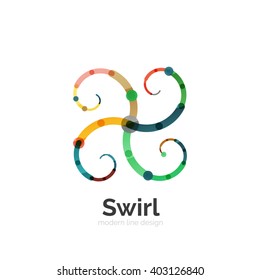 Vector swirl circle logo, linear flat design