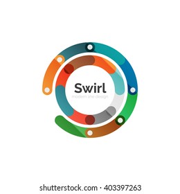 Vector swirl circle logo, linear flat design