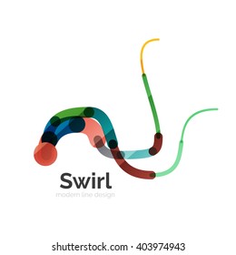 Vector swirl circle logo, linear flat design