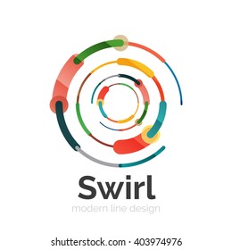 Logotipo del círculo giratorio del vector, diseño plano lineal