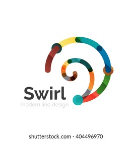 Vector swirl circle logo, linear flat design