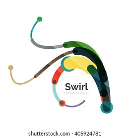 Vector swirl circle logo, linear flat design