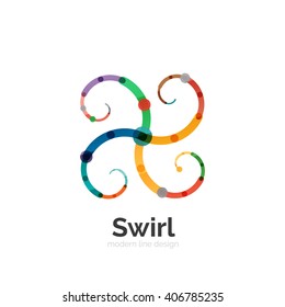 Vector swirl circle logo, linear flat design