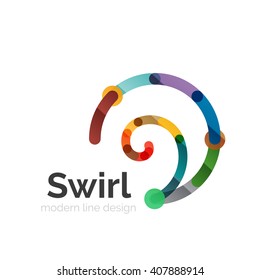 Vector swirl circle logo, linear flat design
