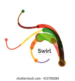 Vector swirl circle logo, linear flat design