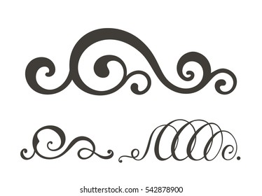 Vector swirl elements for design. Beautiful black curves isolated on white background.