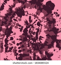 Barrido de vectores. Resumen étnico. Impresión de tela de mano roja dibujada. Tinta roja texturada. Diseño de tinte. Moda de verano. Decoración vectorial. Círculo de tintes. Arte psicodélico.