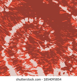 Vector Swirl. Ethnic Texture. Red Hand Drawn Shirt Print. Red Summer Fashion. Tie Dye Texture. Bohemian Art. Vector Decoration. Tie Dye Colorful. Boho Fashion. Ink Textured.