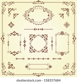 Vector swirl ornate motifs and borders. Elements can be ungrouped for editing.