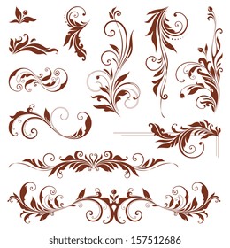 Vector swirl ornate motifs. Elements can be ungrouped for easy editing.