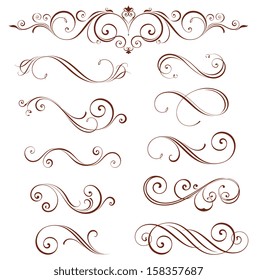 Vector Swirl Ornate Motifs. Elements Can Be Ungrouped For Easy Editing.