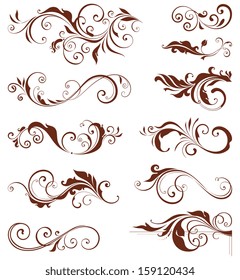 Vector swirl ornate motifs. Elements can be ungrouped for easy editing. 