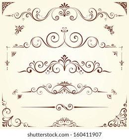 Vector Swirl Ornate Motifs. Elements Can Be Ungrouped For Editing. 