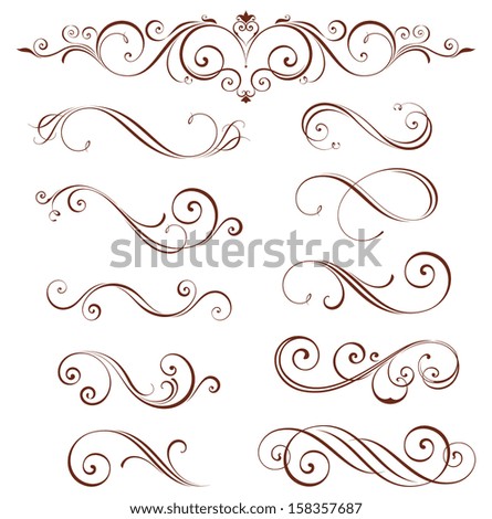 Vector swirl ornate motifs. Elements can be ungrouped for easy editing.