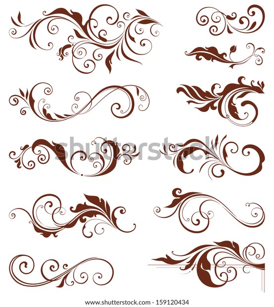 Vector Swirl Ornate Motifs Elements Can Stock Vector (Royalty Free ...