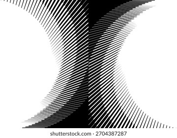 Vector swirl pattern of black thin lines on a white background. Modern vector background for covers, advertising, packaging, video. Design element. Abstract tornado