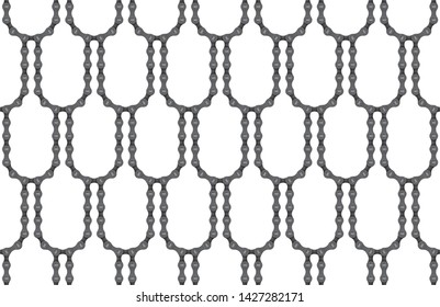 Vector swirl seamless texture created from realistic bike chain. Isolated on white background.