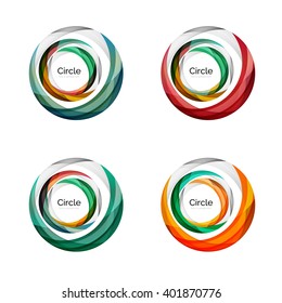 Vector swirl set, elegant smooth round waves