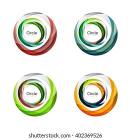 Vector swirl set, elegant smooth round waves