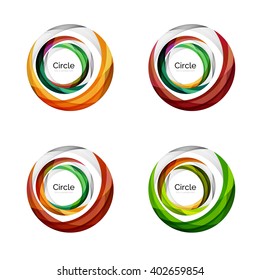 Vector swirl set, elegant smooth round waves