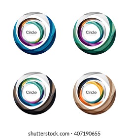 Vector swirl set, elegant smooth round waves