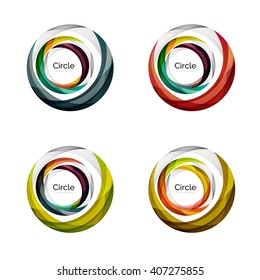 Vector swirl set, elegant smooth round waves