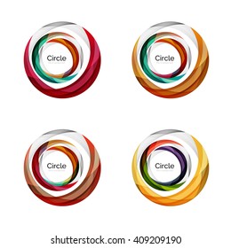 Vector swirl set, elegant smooth round waves