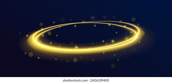 Vector swirl trail effect. Abstract vector fire circles, sparkling swirls and energy light spiral frames.	