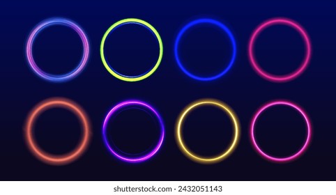 Vector swirl trail effect. Abstract vector fire circles, sparkling swirls and energy light spiral frames.	
