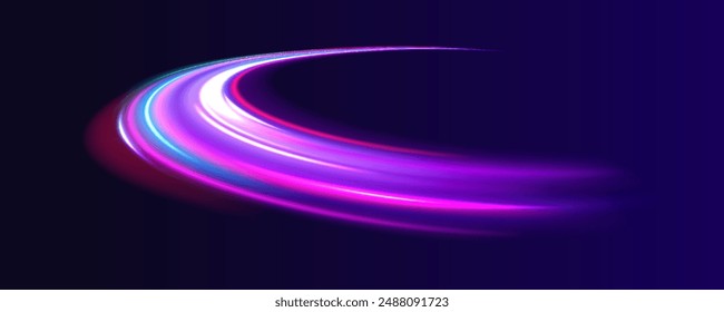 Efecto de rastro de remolino de Vector. Abstractas círculos de fuego de Vector, remolinos brillantes y marcos de espiral de luz de energía. Brillo luminoso brillante rayo de brillo.	
