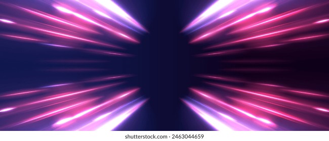 Vector swirl trail effect. Laser beams luminous abstract sparkling isolated on a transparent background. Panoramic high speed technology concept, light abstract background.	