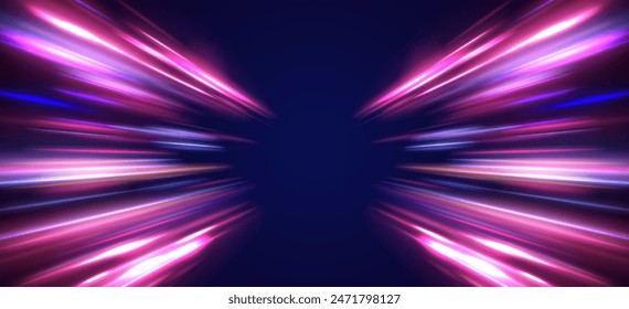 Vector swirl trail effect. Laser beams luminous abstract sparkling isolated on a transparent background. Panoramic high speed technology concept, light abstract background.	