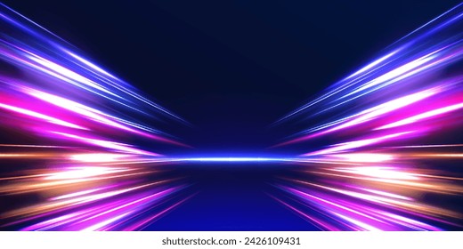 Vector swirl trail effect. Panoramic high speed technology concept, light abstract background. Abstract background rotational border lines.	