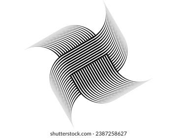 Vector swirled striped pattern, black on white background. Design element, Modern vector background