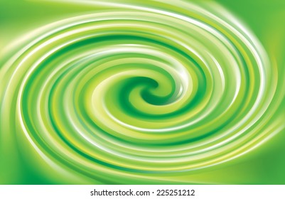 Vector swirling backdrop. Beautiful spiral liquid surface light green color