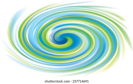 Vector swirling backdrop. Beautiful spiral liquid surface light green and turquoise colors