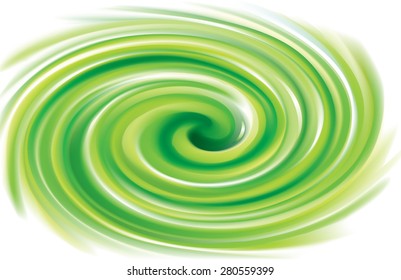 Vector swirling backdrop. Beautiful spiral liquid surface light green color